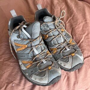 Merrell Gray and Orange Hiking Shoes